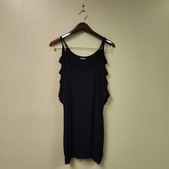 Heimish USA Black Slotted Cold Should Long Tunic Black Top Size Large - Picture 4 of 12